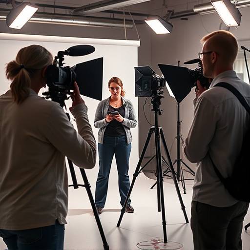 Behind the scenes shot of a Luminance Studios photography team working on a commercial shoot