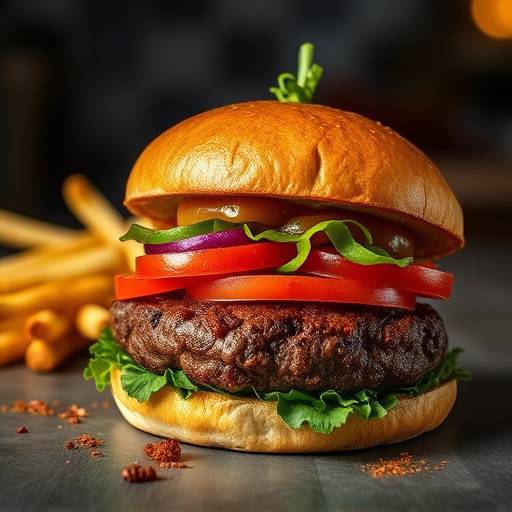 Professional food photography setup showcasing a gourmet burger